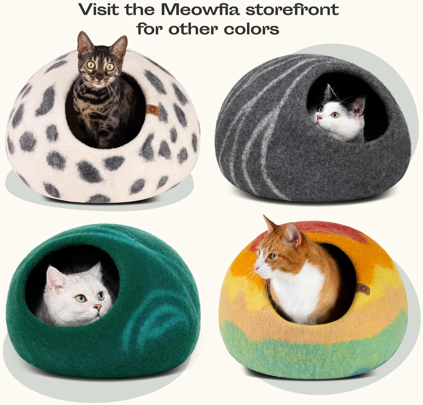 Cat Cave – Premium Felt Cat Bed for Indoor Cats, Handmade 100% Merino Wool (Medium, Dark Grey)