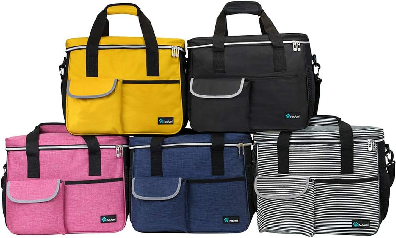 Dog Travel Bag, Travel Pet Bag Organizer, Dog Food Travel Bag with Food Container and Bowls, Dog Travel Supplies Gift Accessories for Weekend Camping, Dog Cat Diaper Bag (Pink, Medium)