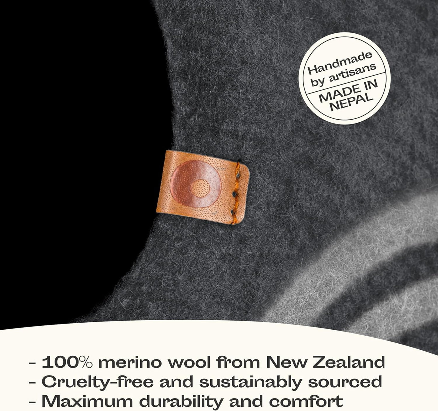 Cat Cave – Premium Felt Cat Bed for Indoor Cats, Handmade 100% Merino Wool (Medium, Dark Grey)