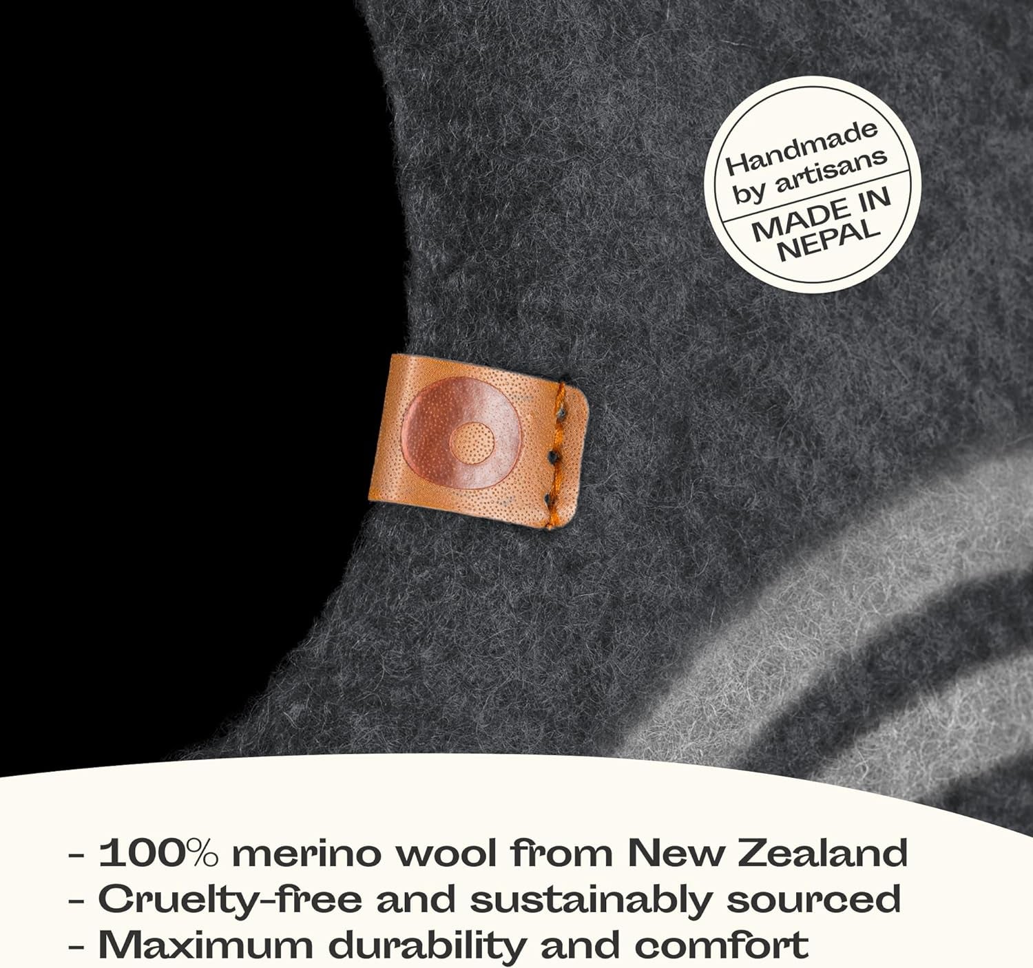 Cat Cave – Premium Felt Cat Bed for Indoor Cats, Handmade 100% Merino Wool (Medium, Dark Grey)