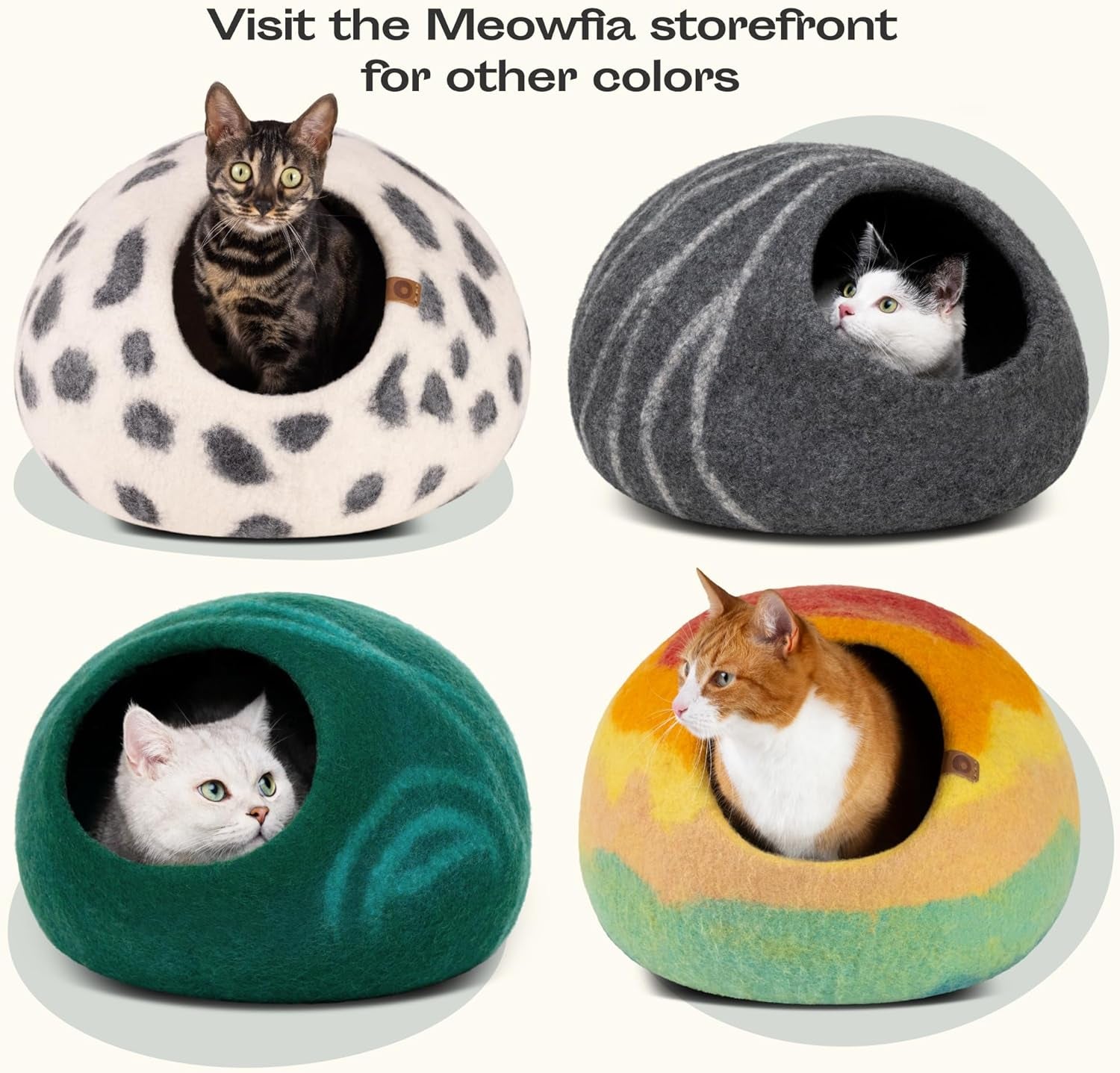 Cat Cave – Premium Felt Cat Bed for Indoor Cats, Handmade 100% Merino Wool (Medium, Dark Grey)